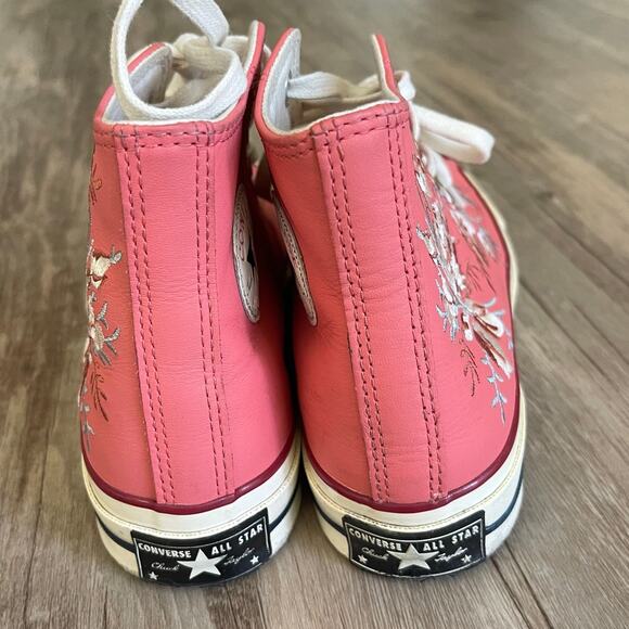 Converse Chuck 70 High Top Embroidered Leather Sneakers Pink Floral Women Sz 6 - Picture 8 of 10